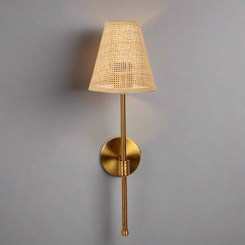 Cane Wall Sconce for Study Room | Rattan Wall Light - Kensley