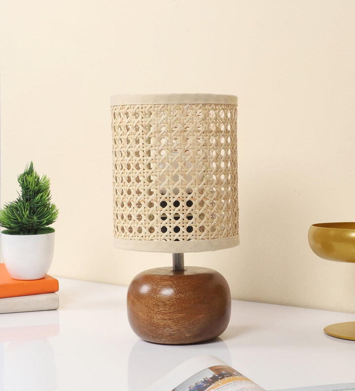 Handwoven Rattan Table Lamp for Cozy Home Décor - Beckett by Luxury Rattan Handicrafts 
