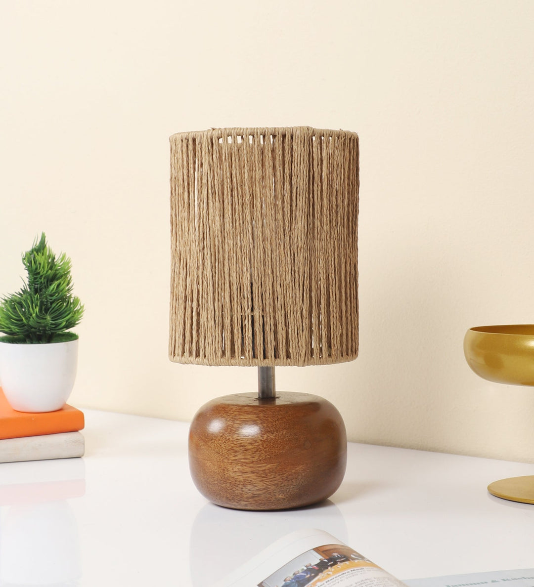 Wooden Table Lamp for Living Room| Table Lamp - Silas by Luxury Rattan Handicrafts 