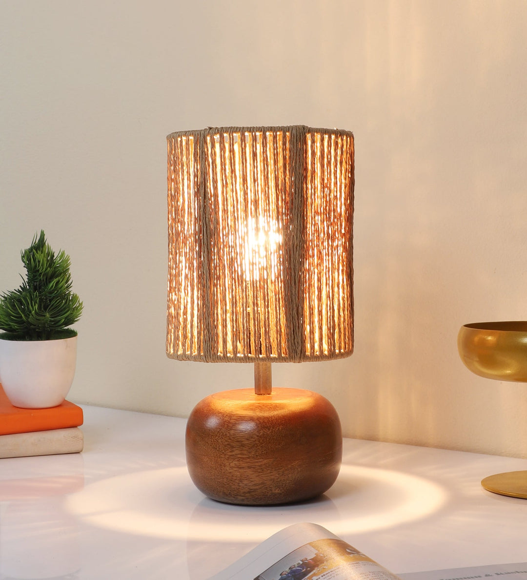 Wooden Table Lamp for Living Room| Table Lamp - Silas by Luxury Rattan Handicrafts 