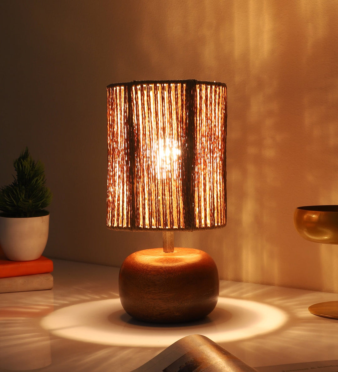 Wooden Table Lamp for Living Room| Table Lamp - Silas by Luxury Rattan Handicrafts 