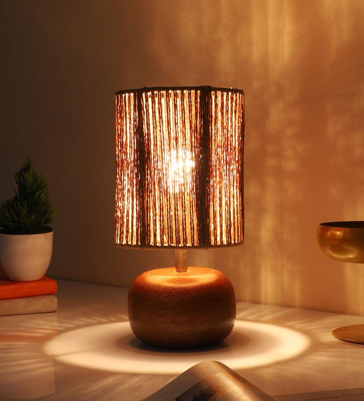 Wooden Table Lamp for Living Room| Table Lamp - Silas by Luxury Rattan Handicrafts 