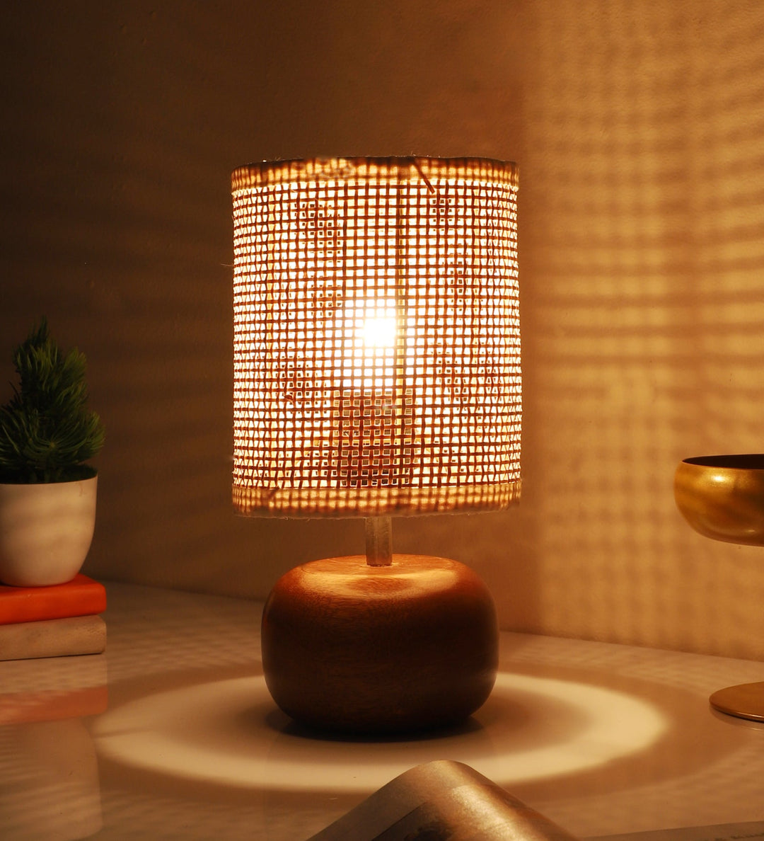 Handwoven Rattan Table Lamp for Cozy Home Décor - Guinevere by Luxury Rattan Handicrafts