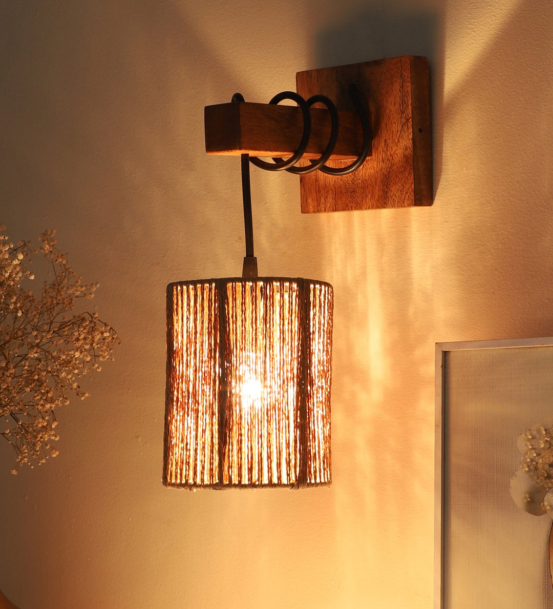 Modern Handcrafted Rattan Wall Lamp for Warm Ambient Lighting - Eleanor