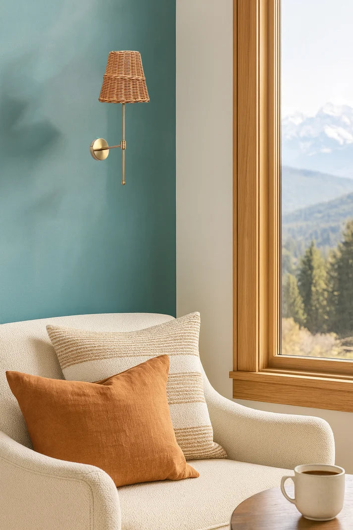 Rattan Wall Lamp for Living Room | Wicker Wall Sconce - Ulwinton