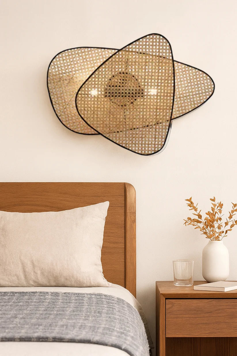 Wicker Wall Lamp for Bedroom | Bamboo Wall Sconce- Vesperfield