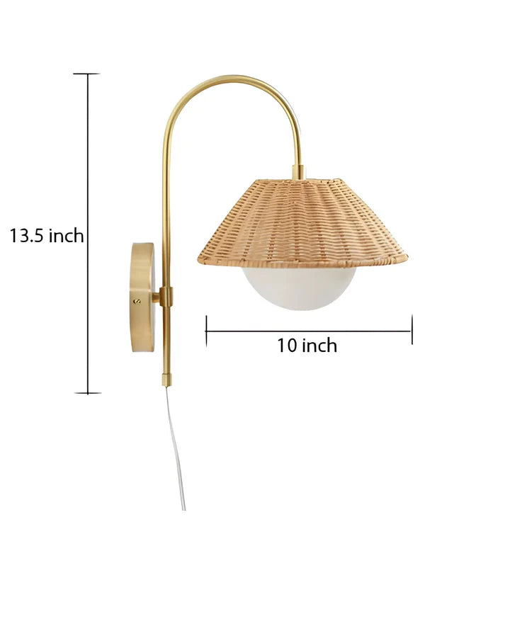 Rattan Wall Light for Study Room | Cane Wall Sconce - Yaelen