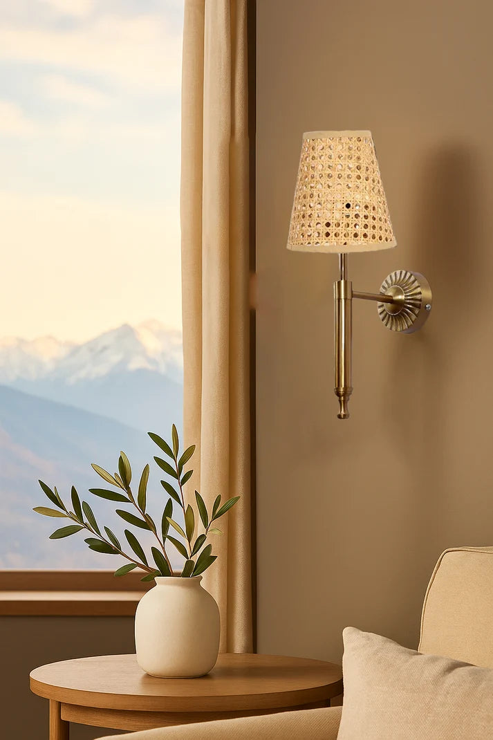 Rattan Wall Lamp for Hallway | Cane Wall Sconce - Nileswood
