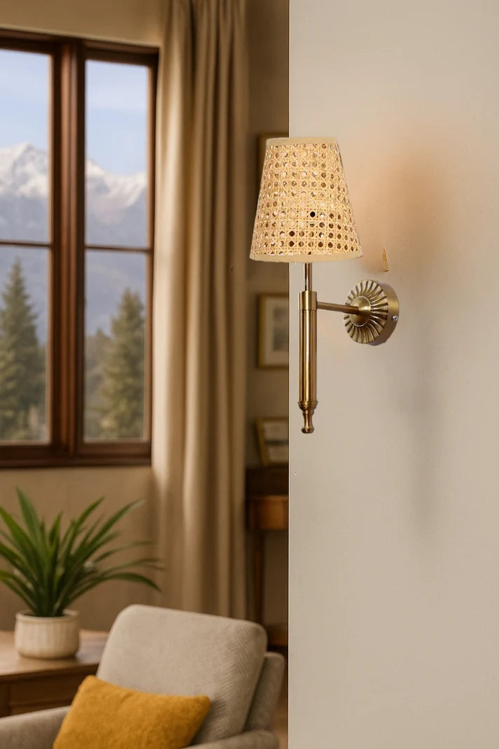 Rattan Wall Lamp for Hallway | Cane Wall Sconce - Nileswood