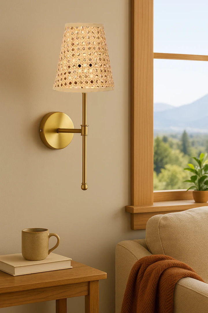 Cane Wall Light for Kitchen | Bamboo Wall Lamp - Everett