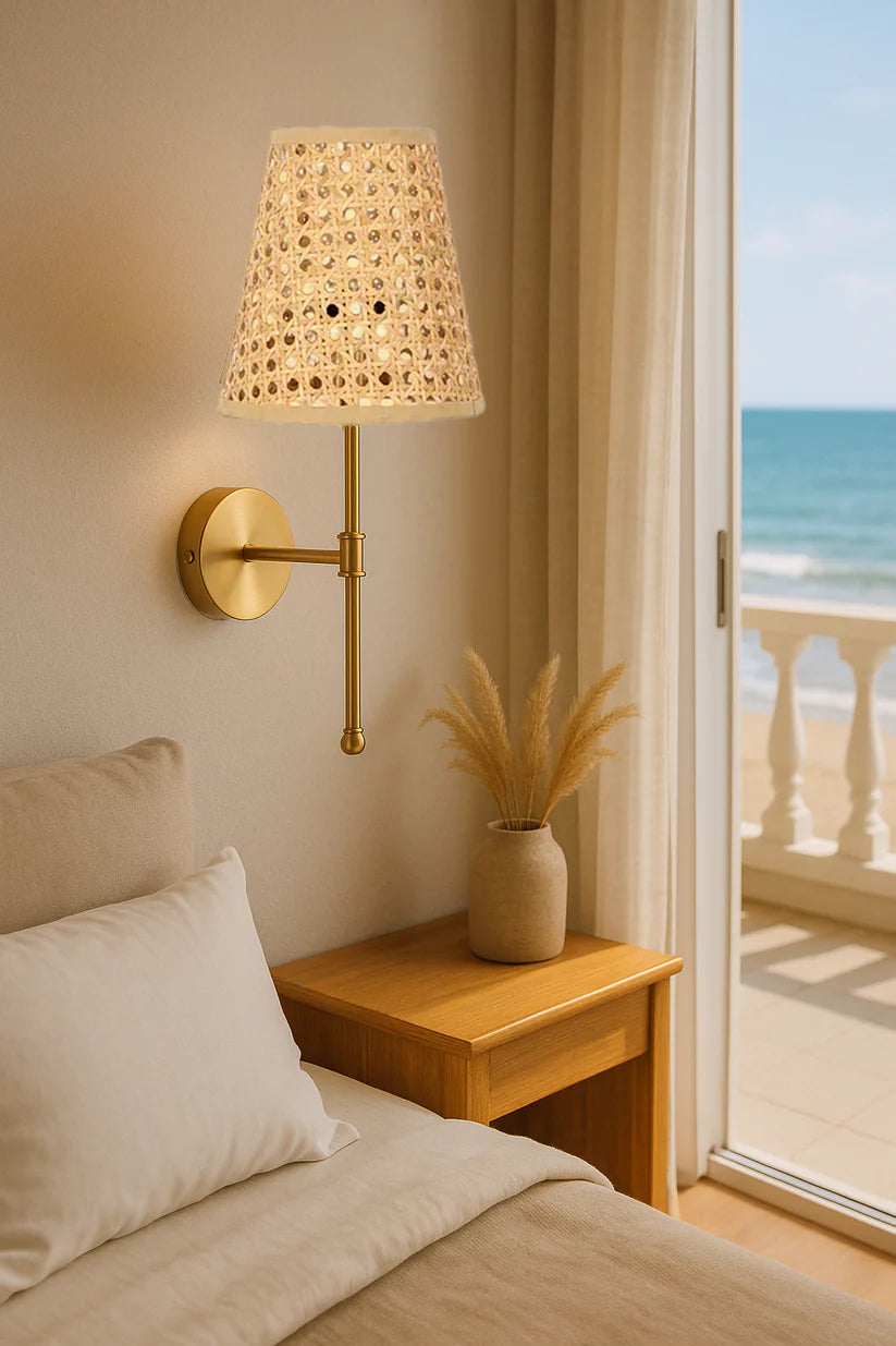 Cane Wall Light for Kitchen | Bamboo Wall Lamp - Everett