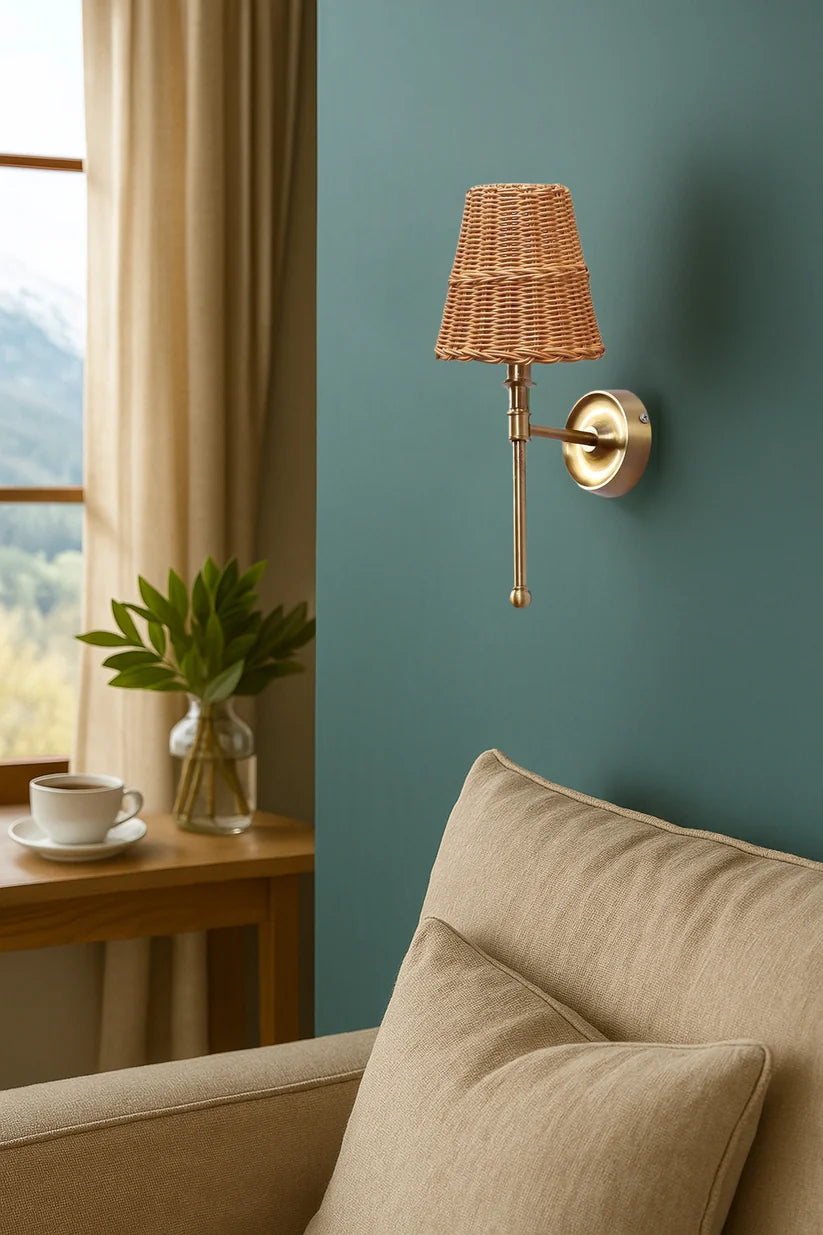 Wicker Wall Light for Hallway | Cane Wall Lamp - Catofordby