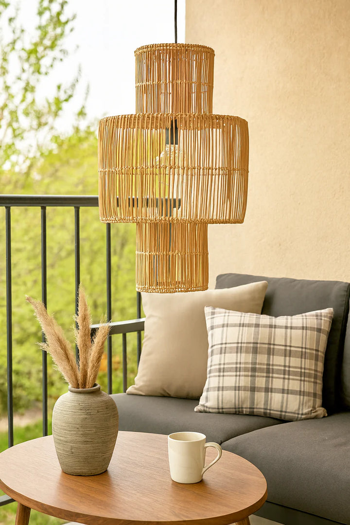 Bamboo Hanging Light for Hallway | Rattan Pendant Lamp - Dax
