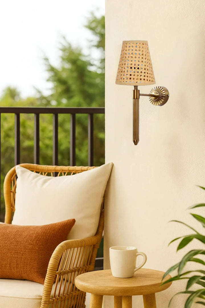 Wicker Wall Lamp for Dining Room - Wardenshir