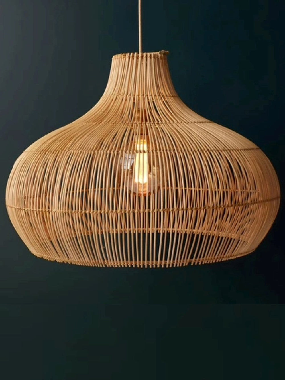 Bamboo Pendant Light for Living Room 14 Inch - Johar by Luxury Rattan Handicrafts 