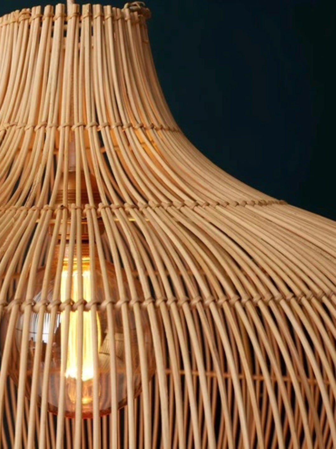 Bamboo Pendant Light for Living Room 14 Inch - Johar by Luxury Rattan Handicrafts 