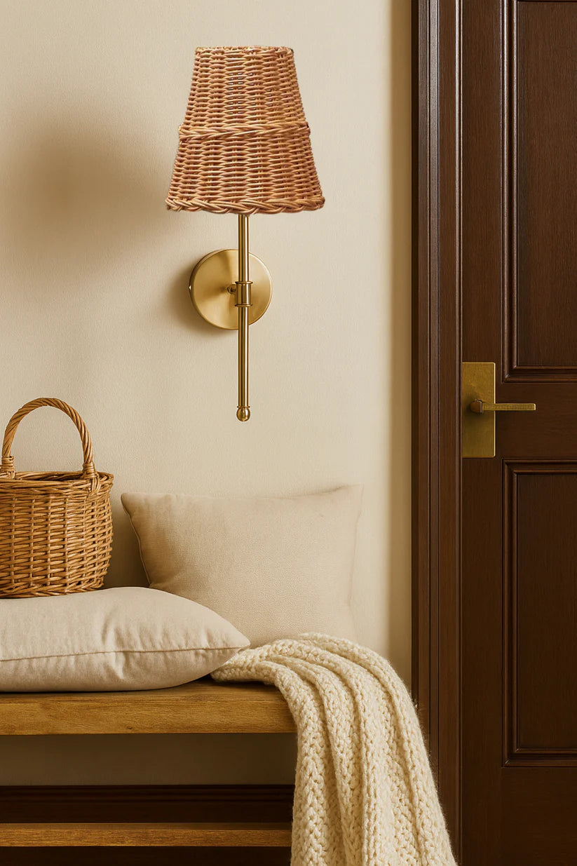 Cane Wall Lamp for Bathroom | Rattan Wall Sconce - Yancy