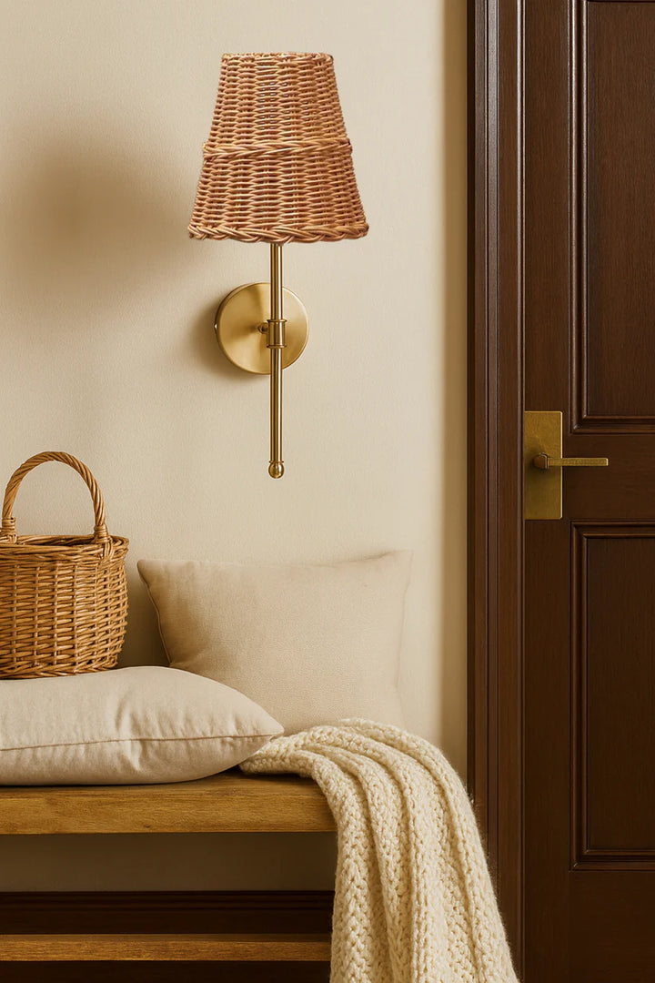 Cane Wall Lamp for Bathroom | Rattan Wall Sconce - Yancy