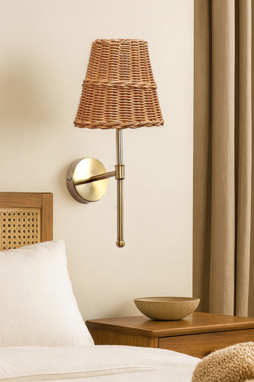 Cane Wall Lamp for Bathroom | Rattan Wall Sconce - Yancy