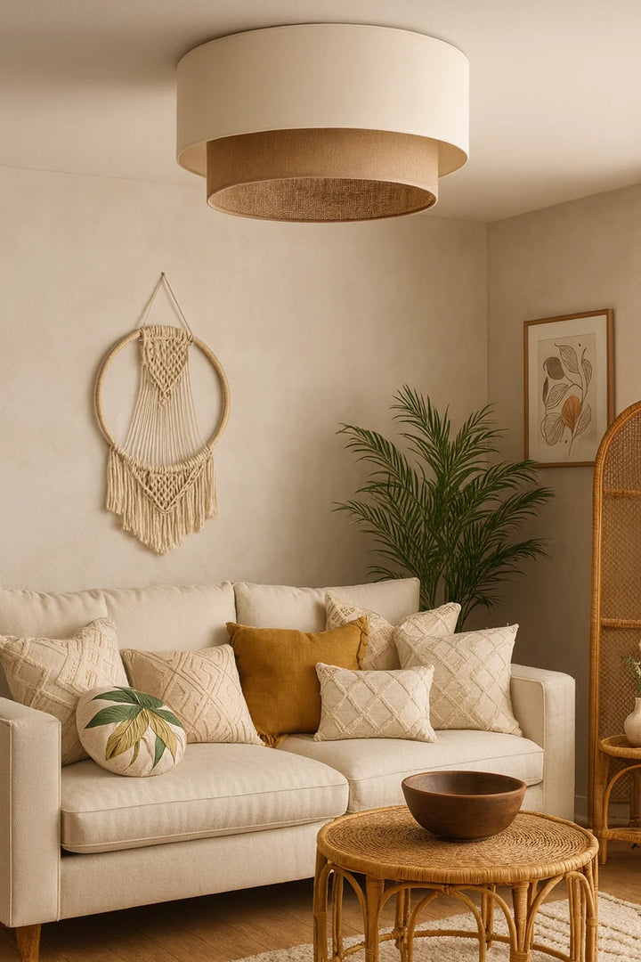 Jute Ceiling Light for Bedroom | Natural Hanging Lamp - Bram