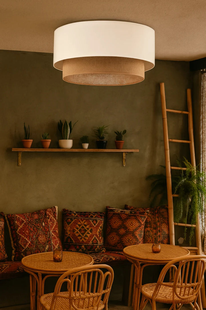 Jute Ceiling Light for Bedroom | Natural Hanging Lamp - Bram