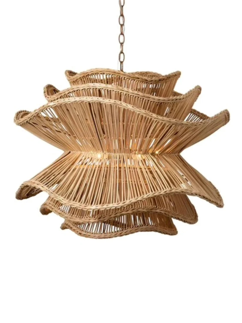 Bamboo Chandelier for Staircase | Rattan Hanging Light - Finch