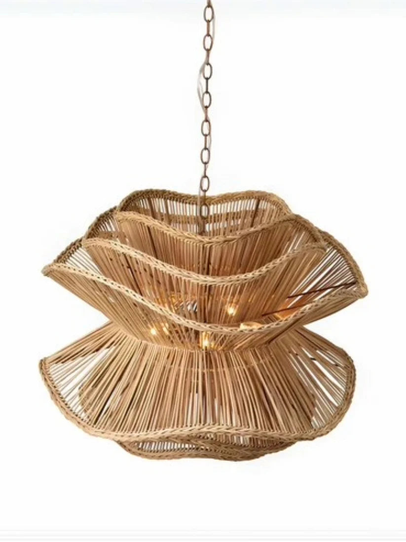 Bamboo Chandelier for Staircase | Rattan Hanging Light - Finch