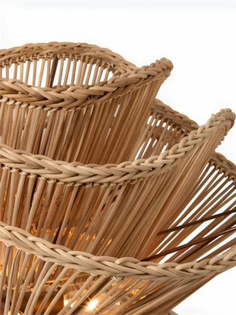 Bamboo Chandelier for Staircase | Rattan Hanging Light - Finch