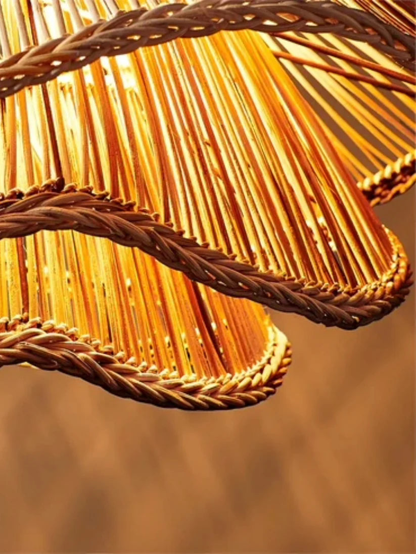 Bamboo Chandelier for Staircase | Rattan Hanging Light - Finch