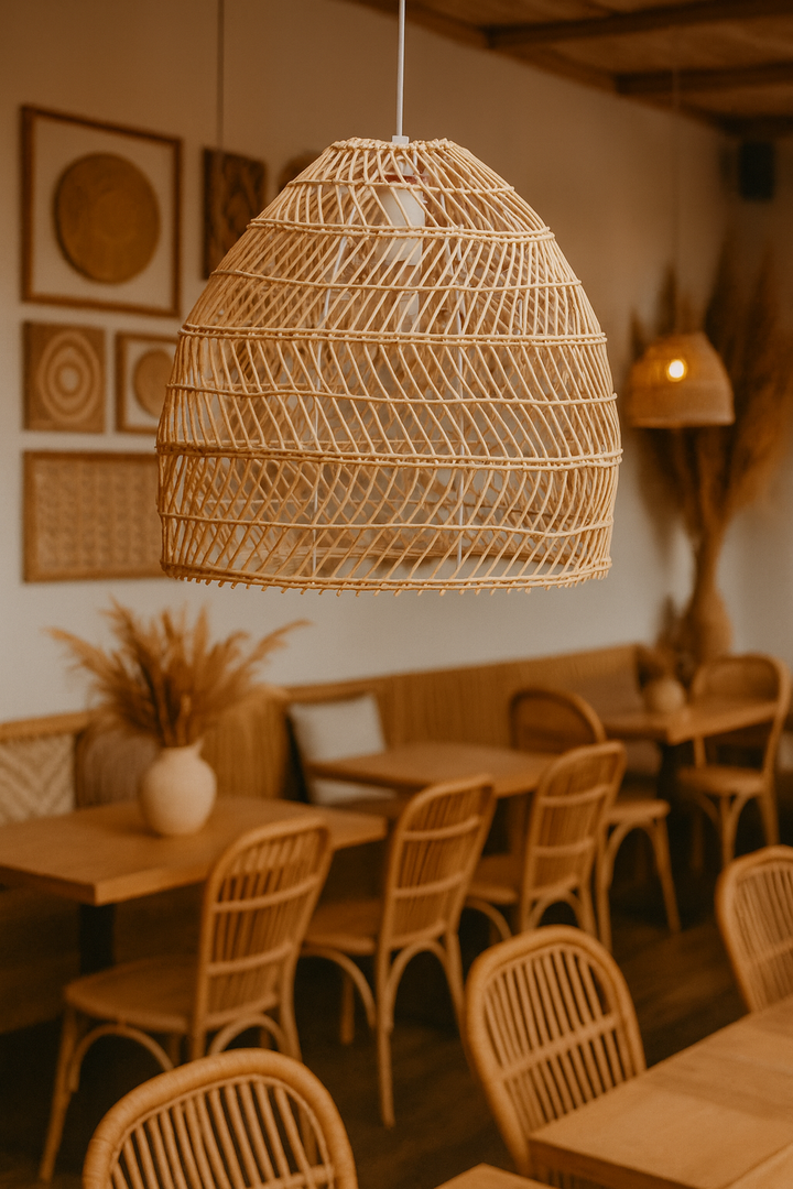 Bamboo Pendant Light for Living Room 14 Inch - Kevin by Luxury Rattan Handicrafts 