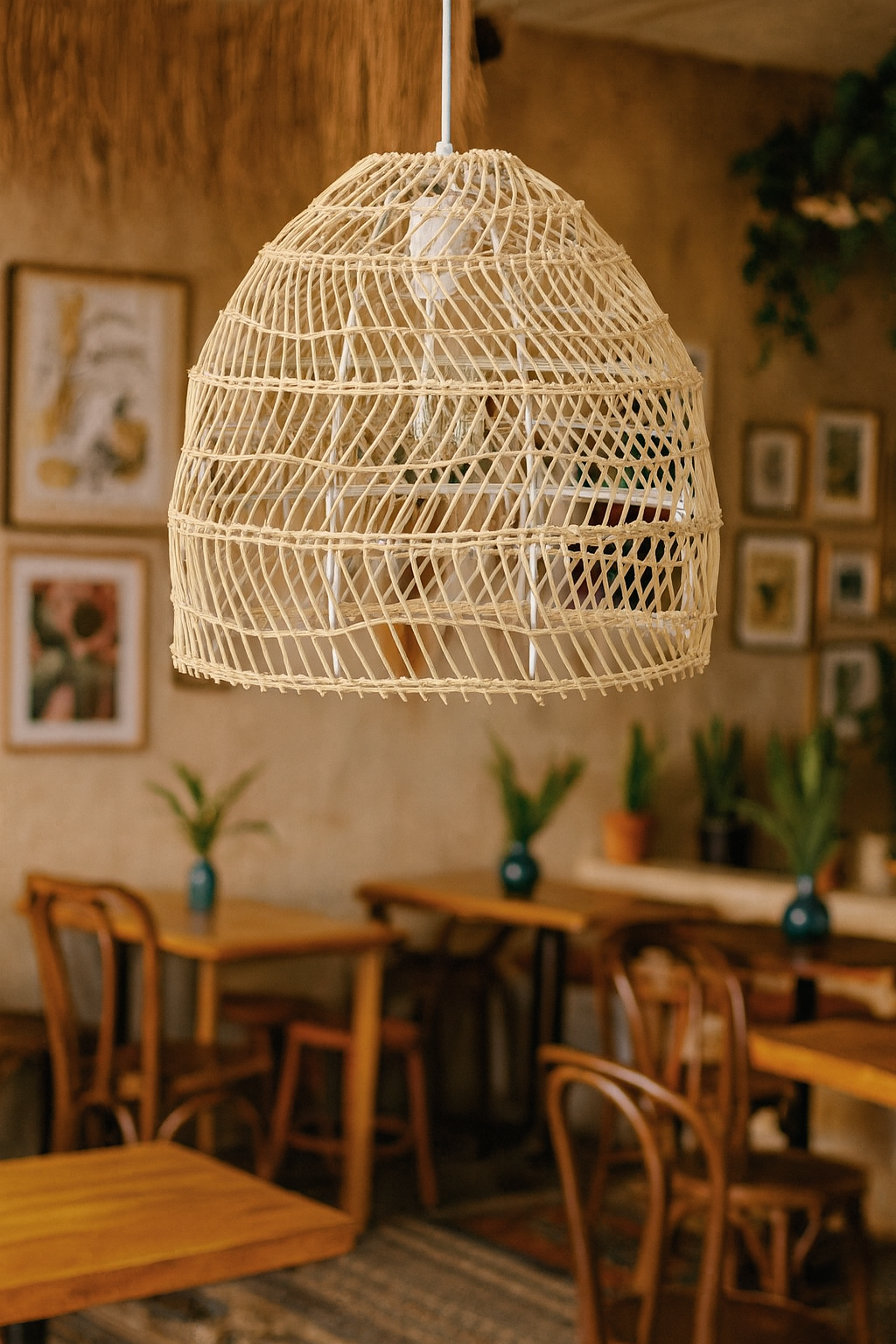 Bamboo Pendant Light for Living Room 14 Inch - Kevin by Luxury Rattan Handicrafts 