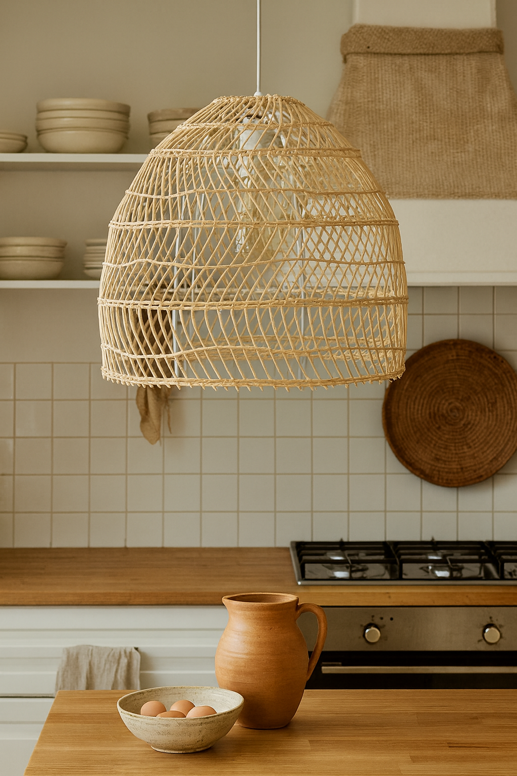 Bamboo Pendant Light for Living Room 14 Inch - Kevin by Luxury Rattan Handicrafts 