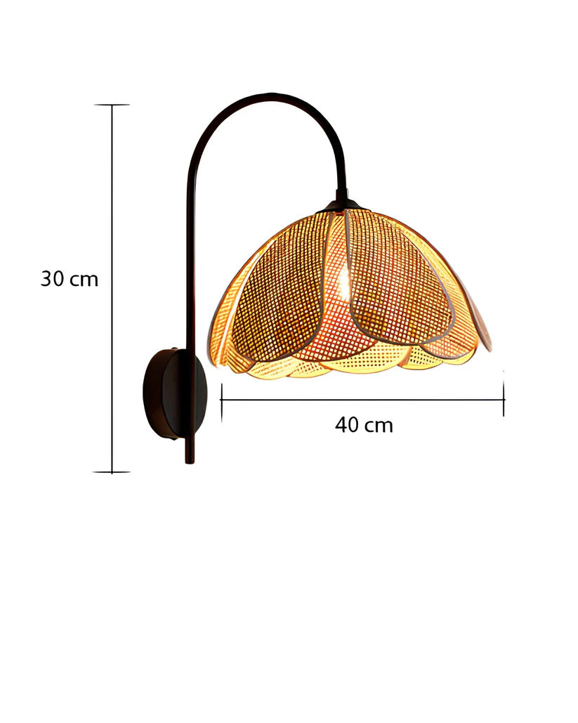 Bamboo Wall Light for Pooja Room | Rattan Wall Lamp - Silas