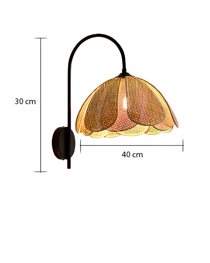 Bamboo Wall Light for Pooja Room | Rattan Wall Lamp - Silas