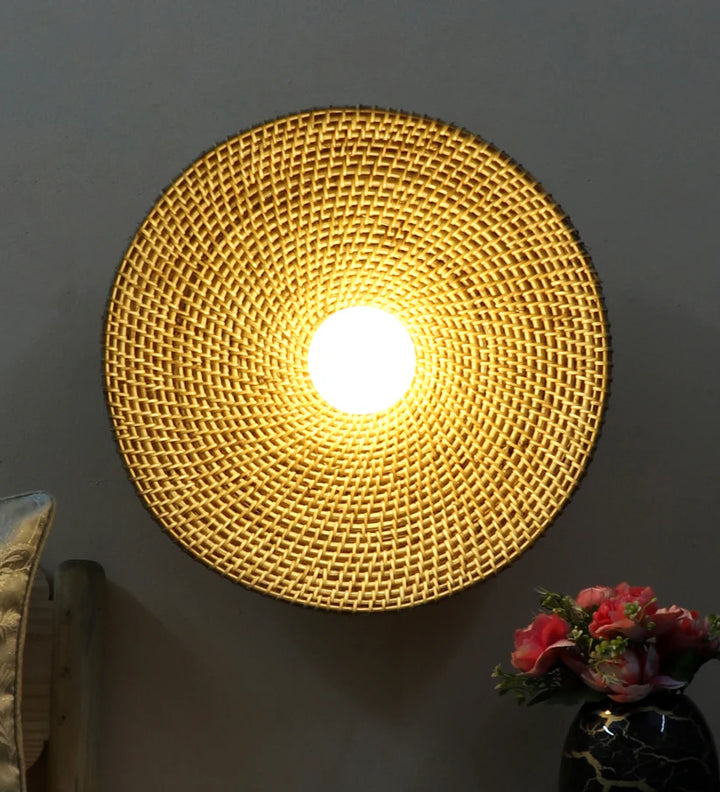 Cane Wall Sconce for Study Room | Wicker Wall Lamp - Kingston