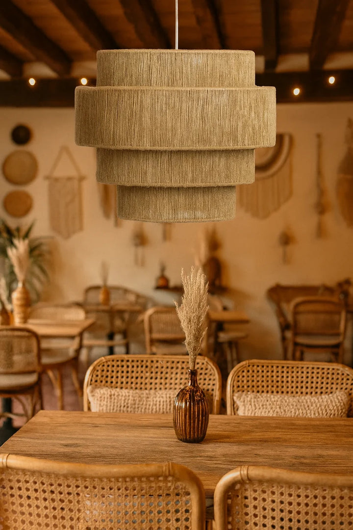 Jute Chandelier for Staircase | Natural Hanging Light - Magnus