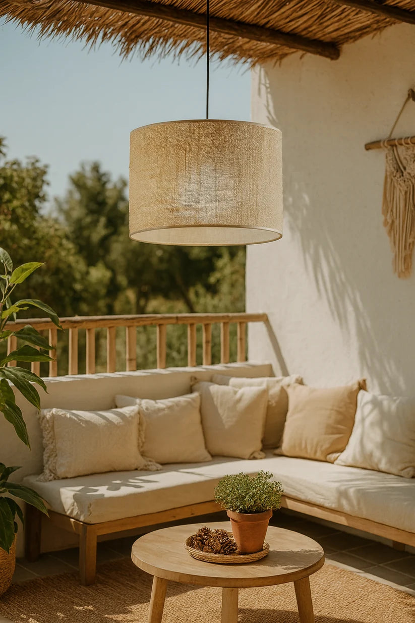 Jute Ceiling Light for Living Room | Natural Hanging Lamp - Liora