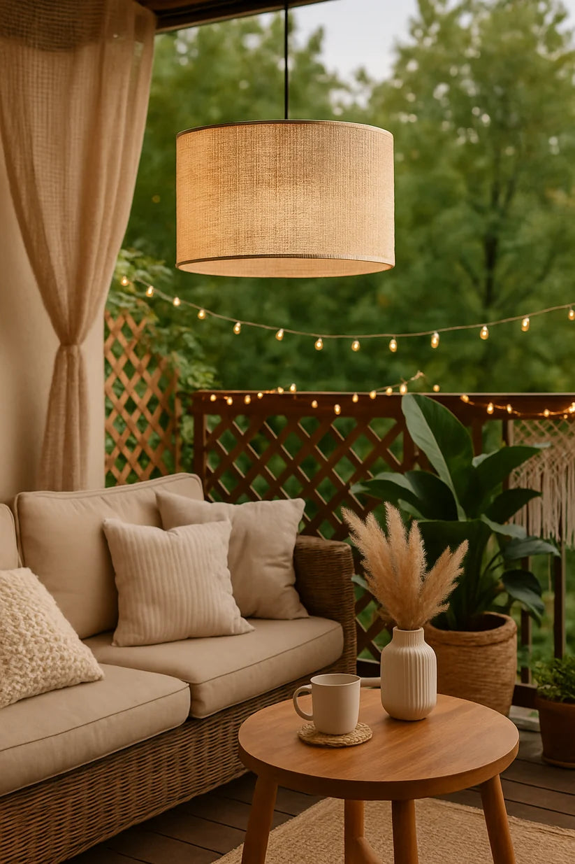 Jute Ceiling Light for Living Room | Natural Hanging Lamp - Liora
