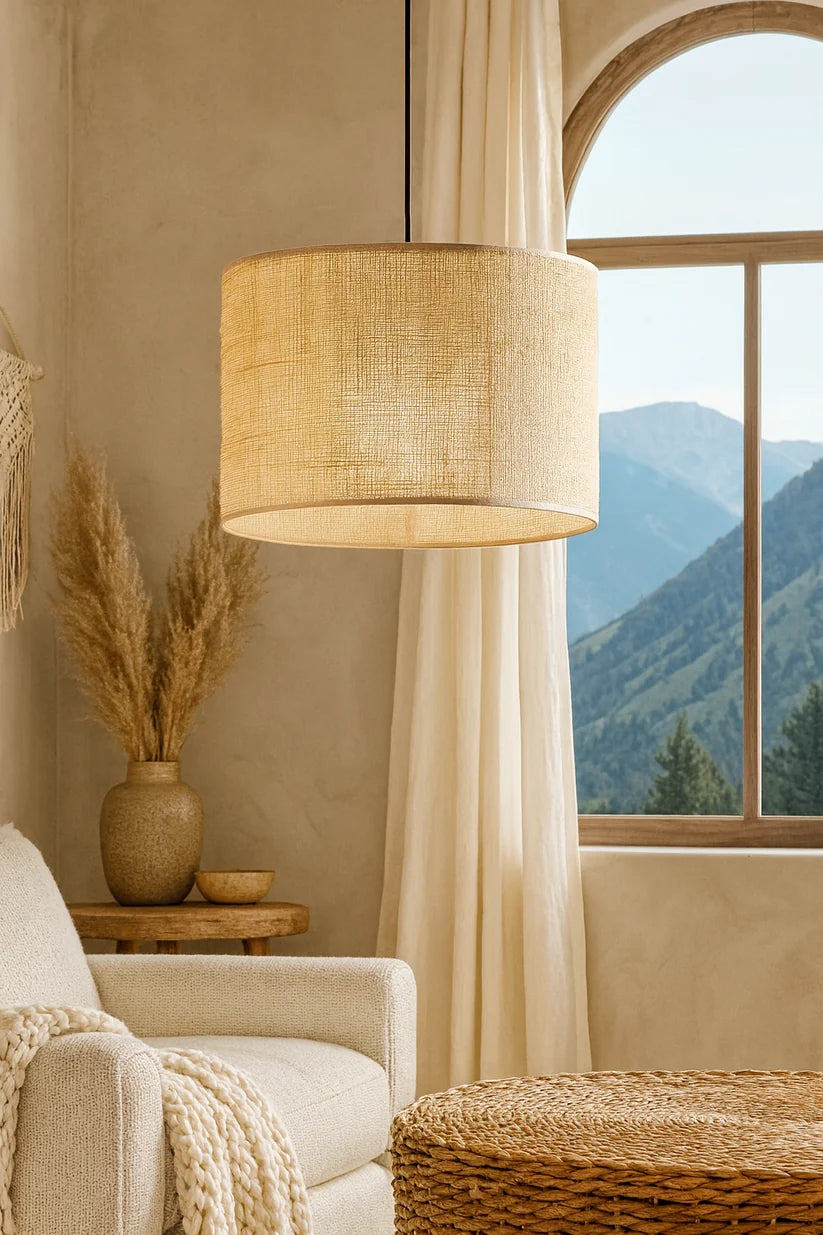 Jute Ceiling Light for Living Room | Natural Hanging Lamp - Liora