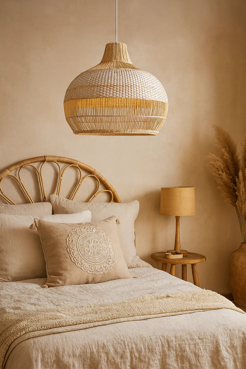 Bamboo Hanging Light for Hallway | Rattan Pendant Lamp - Elio