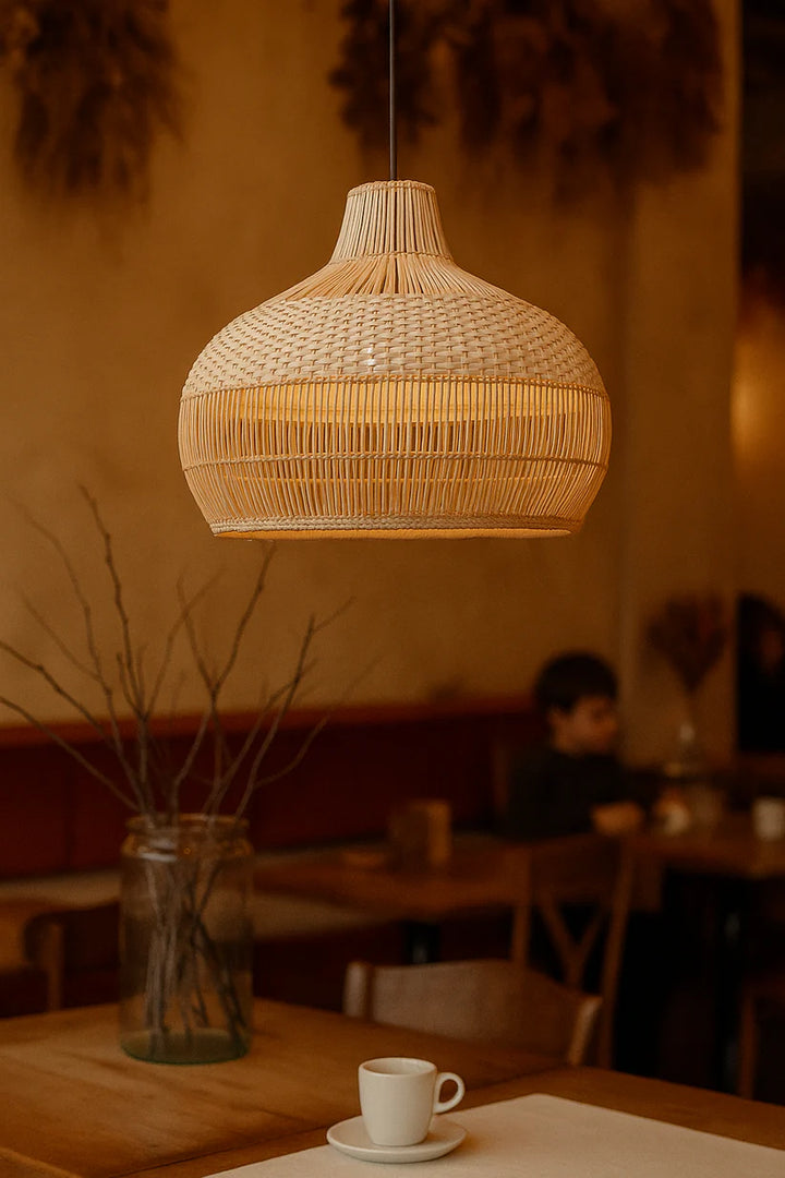 Bamboo Hanging Light for Hallway | Rattan Pendant Lamp - Elio