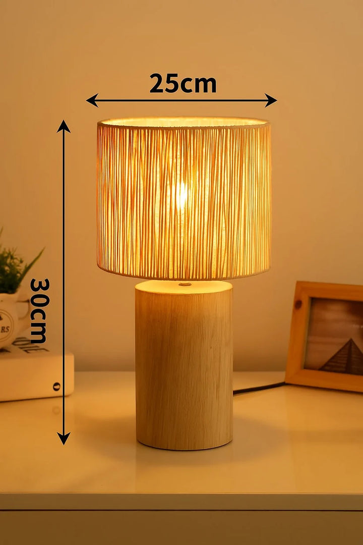 Rattan & Bamboo Table Lamp for Bedroom | Handmade - Larisa