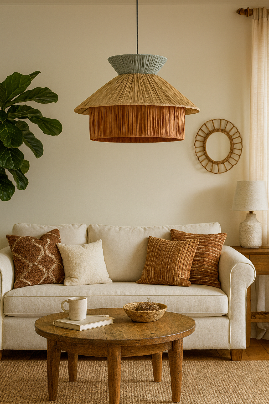 Raffia Hanging Light for Living Room- Mattox