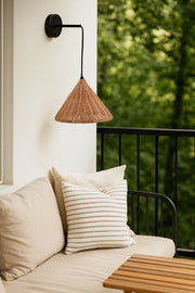 Cane Wall Lamp for Dining Room | Wicker Wall Sconce - Aldric