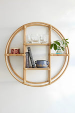 Luxury Rattan Handicrafts  Cane Wicker Rattan Bamboo Round Floating Wall Shelves for storage organizer for Living Room by Luxury Rattan Handicrafts 