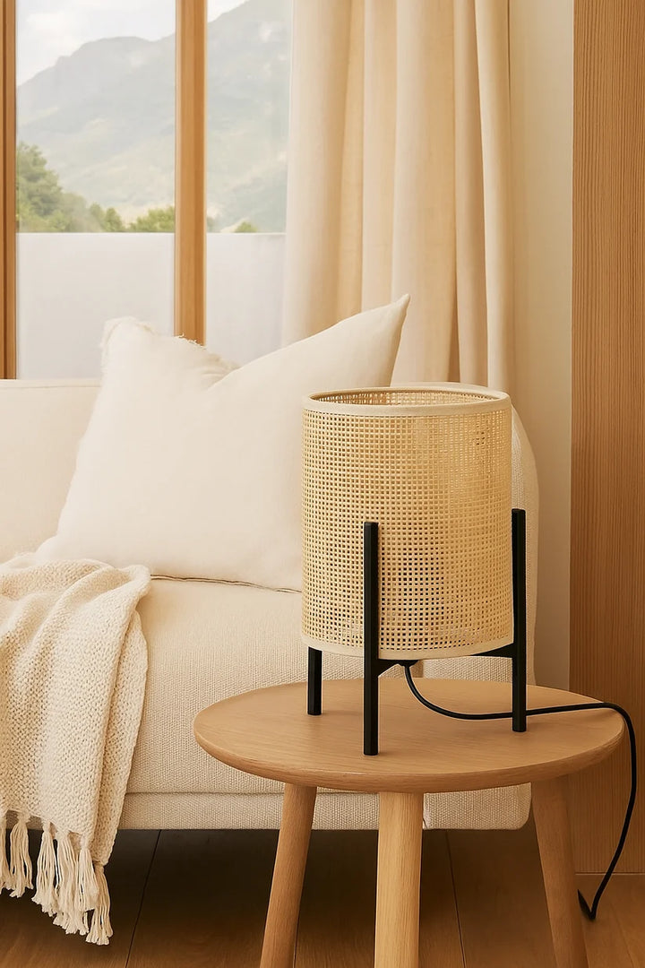 Rattan & Bamboo Table Lamp for Bedroom | Handmade - Mirai