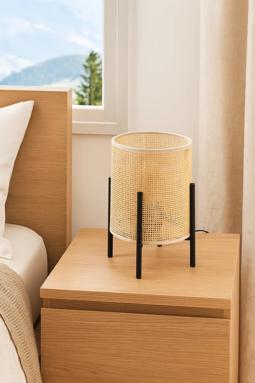 Rattan & Bamboo Table Lamp for Bedroom | Handmade - Mirai