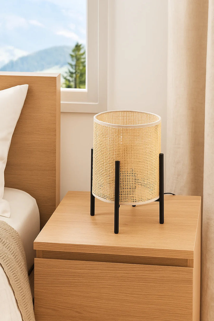 Rattan & Bamboo Table Lamp for Bedroom | Handmade - Mirai