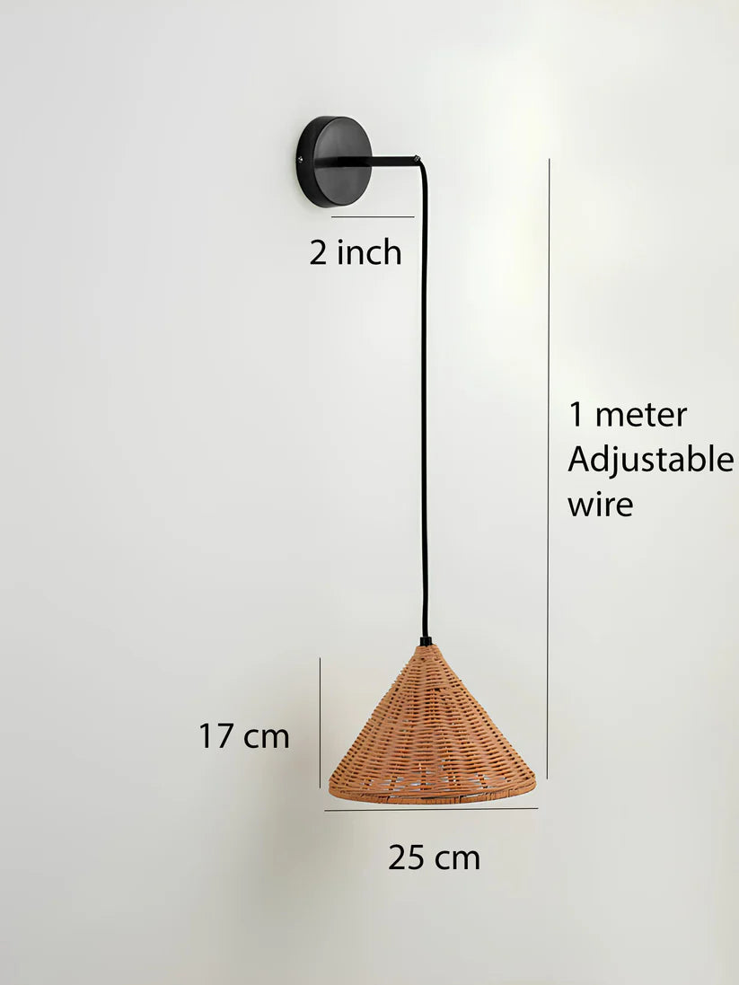 Cane Wall Lamp for Dining Room | Wicker Wall Sconce - Aldric