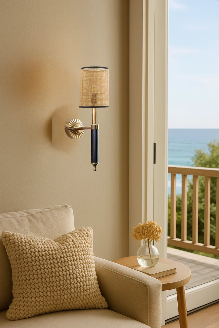 Wicker Wall Sconce for Bathroom | Rattan Wall Lamp- Grahammeby
